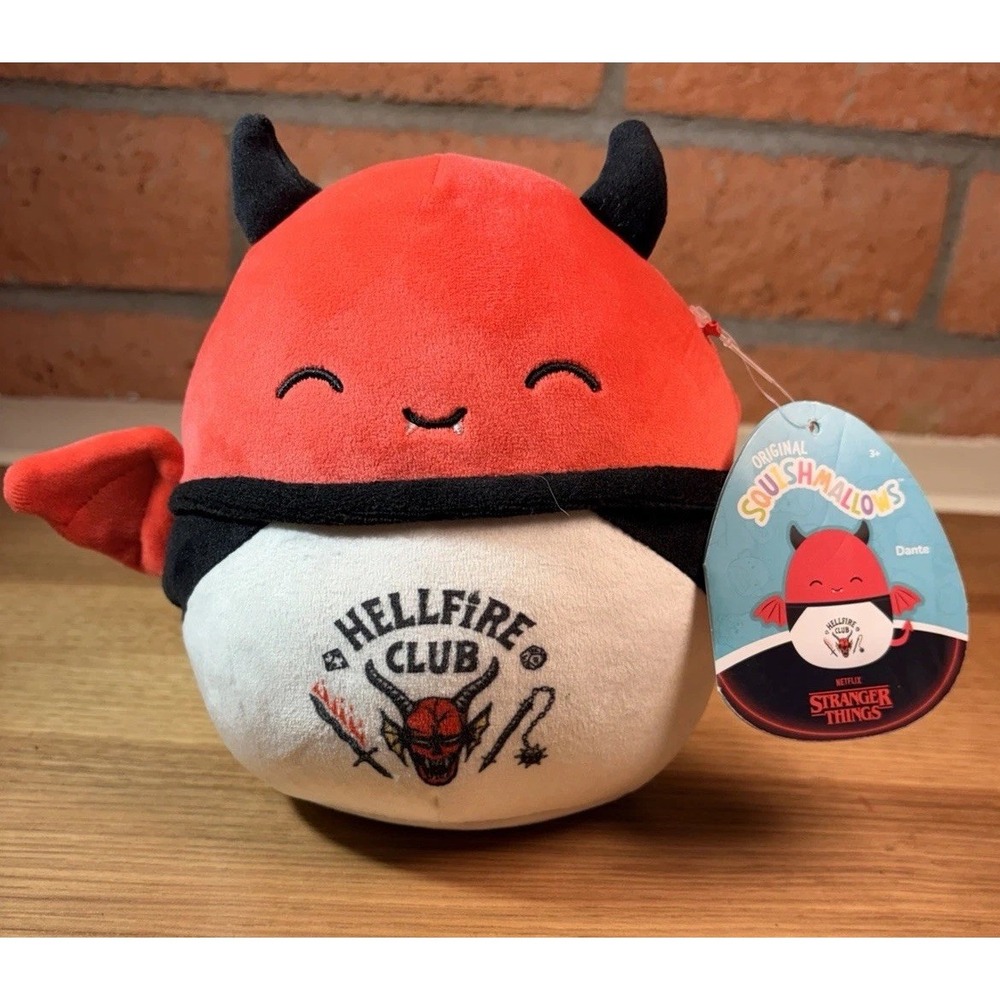 NEW w/Tags 2025 Squishmallow Stranger Things Dante the Red Bat Hellfire Club Tee